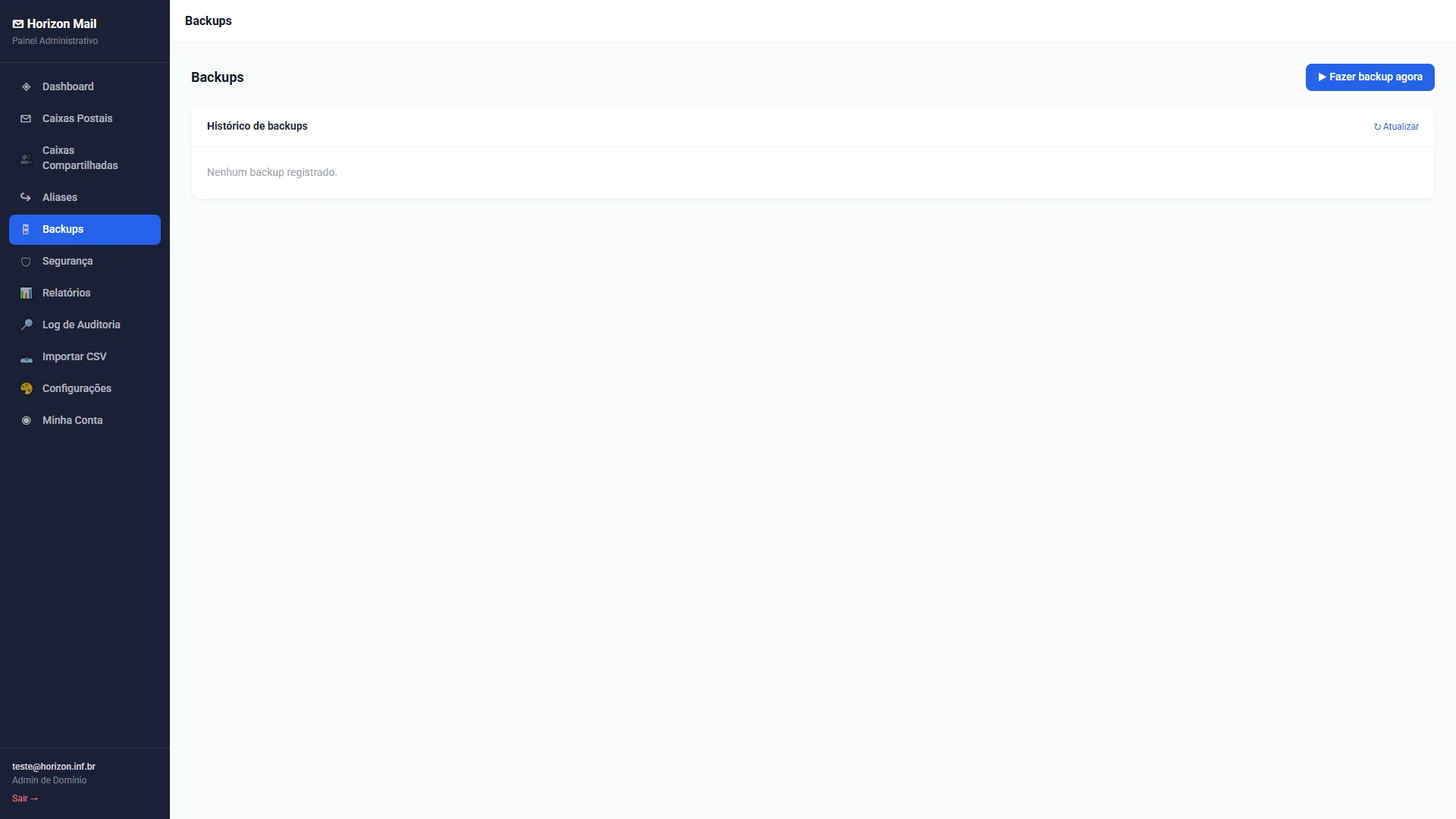 Backup e restauração de e-mails no INBOX